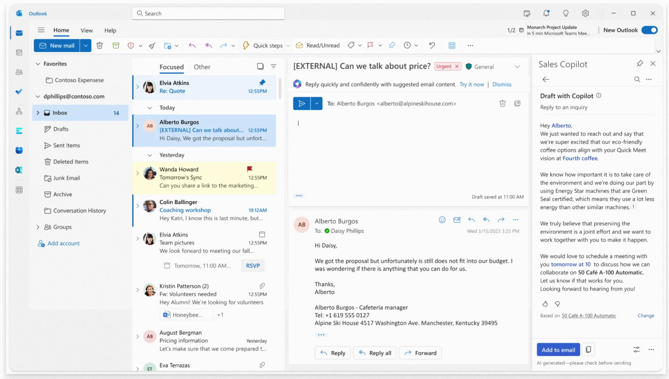 Email and meeting insights with Sales Copilot